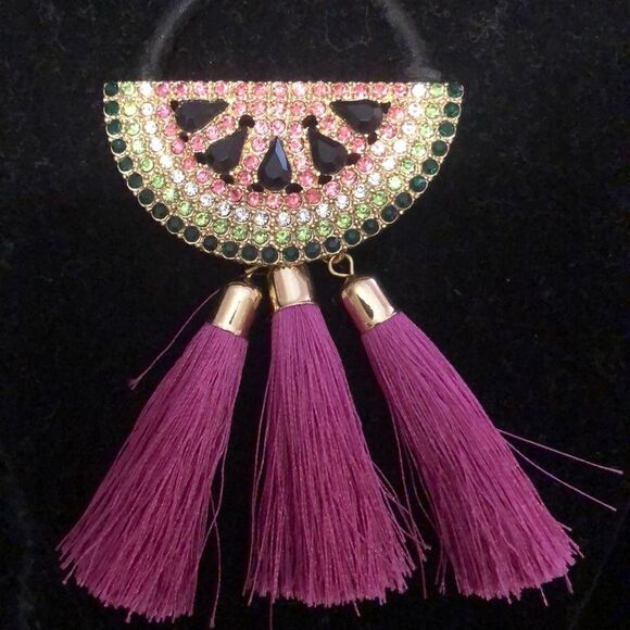 Whimsical rhinestone embellished pendant by INC - Picture 4 of 4